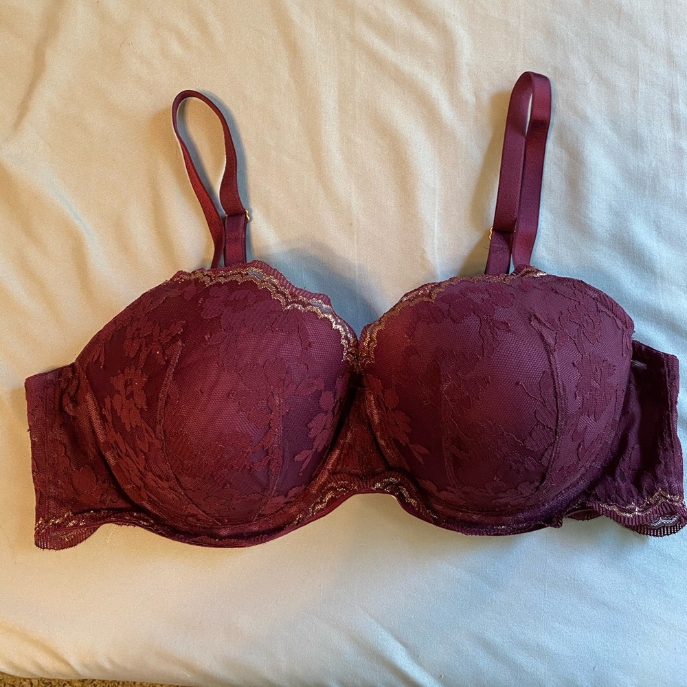 Victoria’s Secret Maroon & Rose Gold Demi Bra 40C